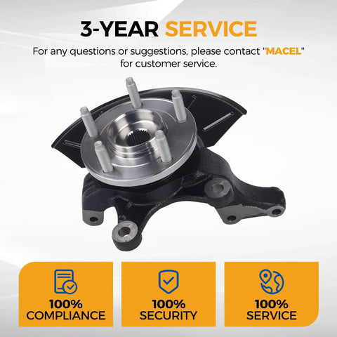 Front view of Front Right Steering Knuckle Assembly With Wheel Hub Bearing Swap In Ready For 2005 To 2012 Ford Escape