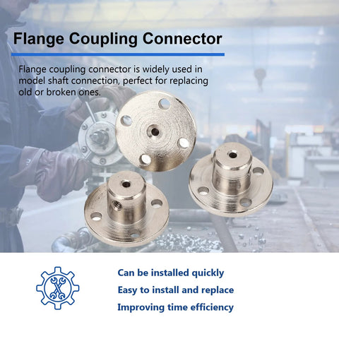 Flange coupling connector, steel, 2mm shaft, silver, 5-pack for DIY RC motors (front view)
