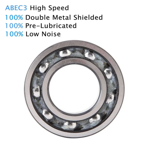 Close-up view of 608ZZ C3 High Speed Sealed Ball Bearing 8x22x7mm, chrome steel, pre-lubricated and double-shielded.