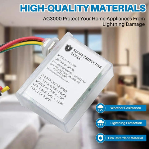Heavy-Duty HVAC Surge Protector With TPMOV Tech and Three Modes L-G L-L L-N, Watertight Enclosure, 120/240 VAC, UL Listed
