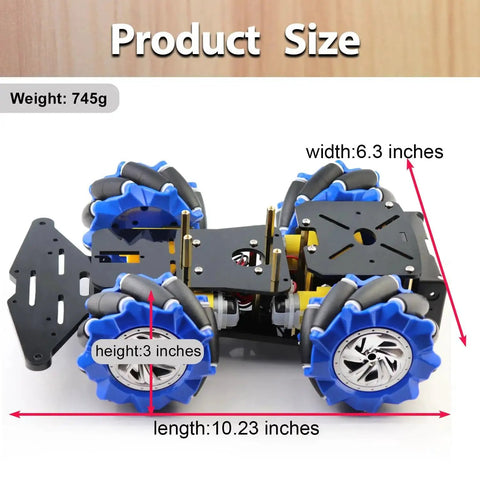 4WD Mecanum Wheel Smart Car Chassis Kit For Arduino R3 R4 Leonardo And Raspberry Pi Projects with TT Motors product dimensions