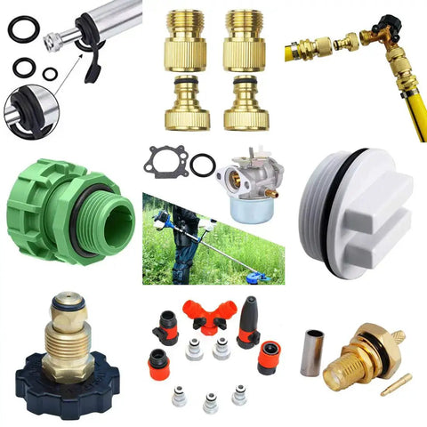 Assorted plumbing and machine components, including hoses, fittings, and connectors. No visible 30 Pcs Silicone O Rings VMQ 8mm Outer Diameter And 5mm Inner Diameter 1.5mm Thick Food Safe Sealing Gaskets For Cup Lids Coffee Makers Pumps Hoses Plumbing Auto Machines And More.