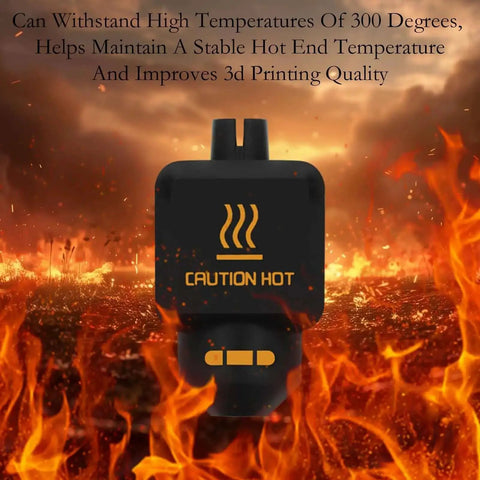 10 Pack Silicone Sock For P2S 3D Printer Hotend Cover Nozzle Boot in flames showing high temperature tolerance and protection.