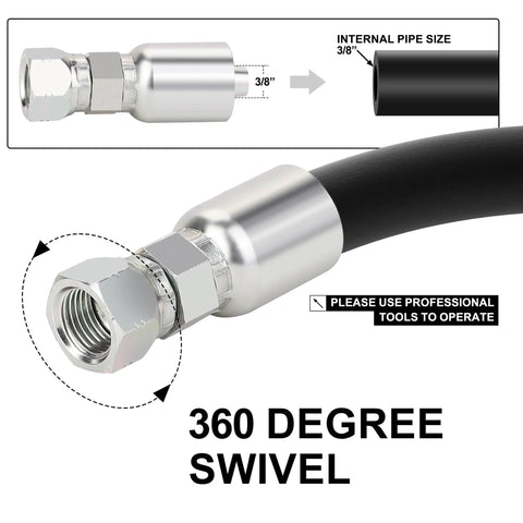 ANCIMOON 3/8 in hose to 3/8 in JIC 37° female swivel hydraulic fittings, chrome metal, 10-piece set for single-wire hose