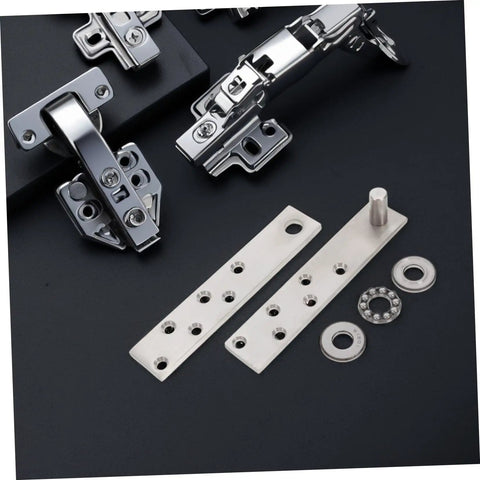 Hidden 360 Degree Door Hinge For Secret Bookcase Doors, Heavy Duty Concealed Pivot In Stainless Steel on black background