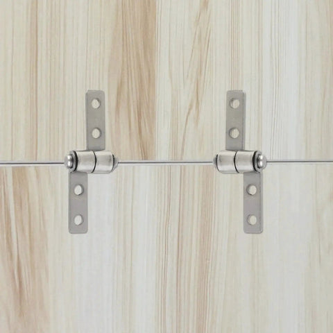 Two carbon steel 360° torque hinges with mounting plates and screws on wood surface