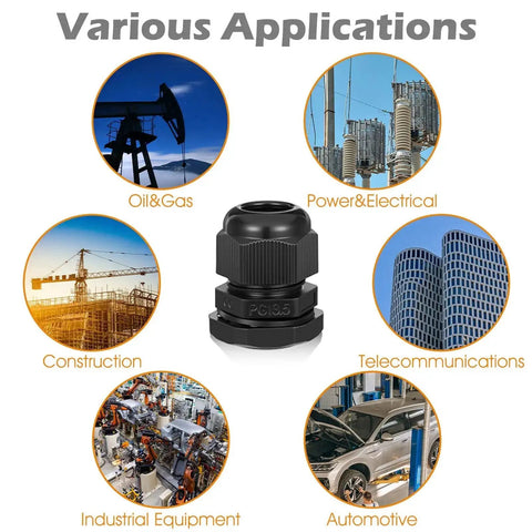 All In One Heavy Duty 72 Piece Cable Glands Kit Waterproof Weatherproof Strain Relief Pass Through Grommets applications