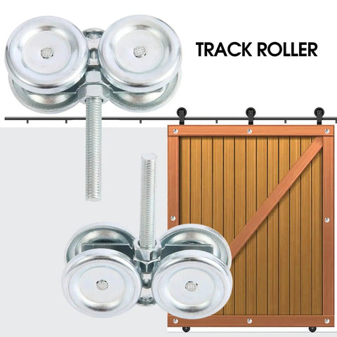 Heavy Duty Exterior Sliding Barn Door Roller Kit With Track Wheels For Doors From One And Three Quarters Inch to Two And One Quarter Inch