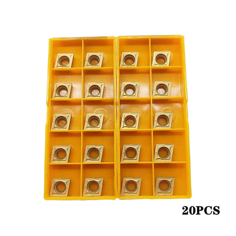20 Pack Carbide Turning Inserts CCMT09T304 CCMT32.51 Multilayer Coated Inserts For CNC Lathe 80 Degree Indexable in tray