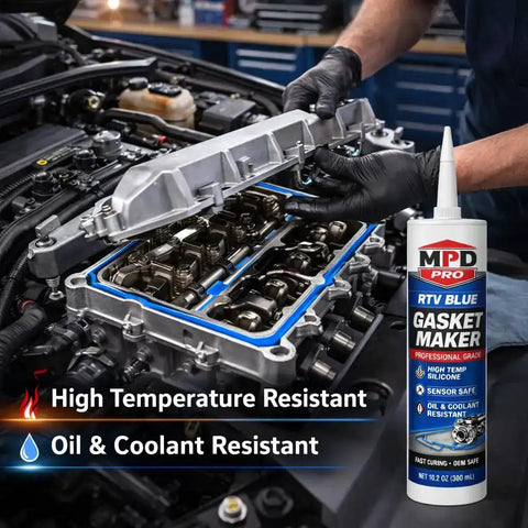 Blue High Temp RTV Gasket Maker Sealant For Valve Covers And Oil Pans, Sensor Safe And Oil Or Coolant Resistant, 2 Pack in engine