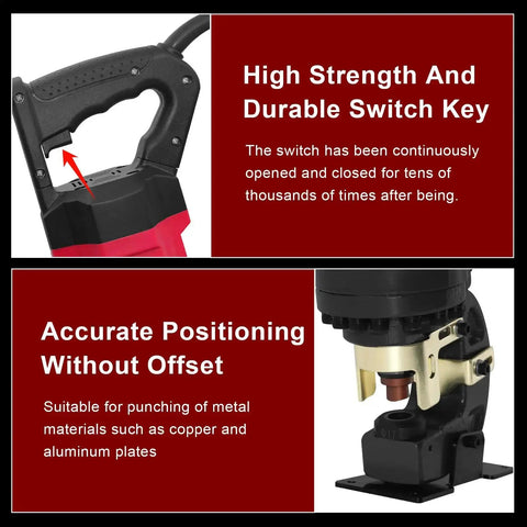 Beast Mode 22 Ton Electric Hydraulic Hole Puncher handle and positioning details for precise metal punching