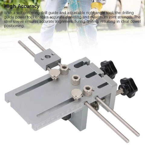 Pro DIY Dowel Jig Kit For Woodworking 3 In 1 Panel Handheld Tool made of durable aluminum alloy with adjustable side hole diameters