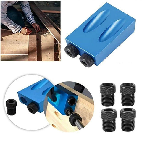 14 Piece Pocket Hole Jig Set with 15 Degree Dowel Drill Joinery Kit and 6 8 10mm Drive Adapters for Woodworking