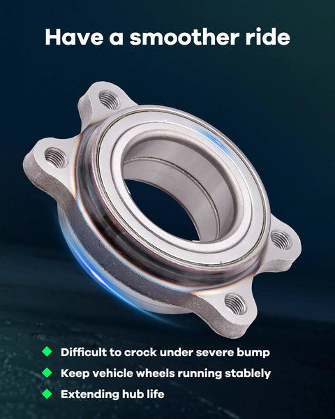 Front view of metal wheel hub from Two Pack Front Wheel Hub And Bearing Assembly For Audi A4 Allroad A4 Quattro A5 Quattro A7 Quattro A8 Quattro RS5 RS7 S6 S7 2009 To 2016 Replacement Kit With Drop-In Fit And High Quality Wheel Bearing Module For Smooth Rolling.
