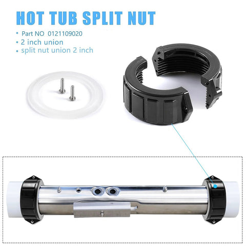 2-inch spa hot tub heater split nut unions with screws and gasket, Amazon brand replacement for heater assemblies
