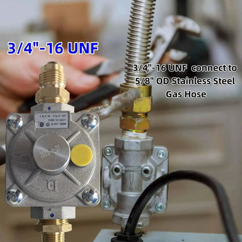 Upgrade Your BBQ or Home Gas Setup with This Badass Dual Fuel Regulator for Natural Gas and Propane, 3/4-16 UNF connector shown.