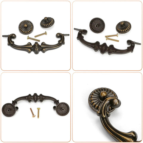 Drop Bail Drawer Pull 5 Inch Center To Center 128 Mm Hole Spacing Includes 2 Screws Antique Brass Finish Bronze Metal Hardware