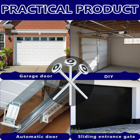 2-Pack 9 Inch Long Stem Steel Garage Door Rollers For 2-Inch Track, installed in various garage and sliding doors