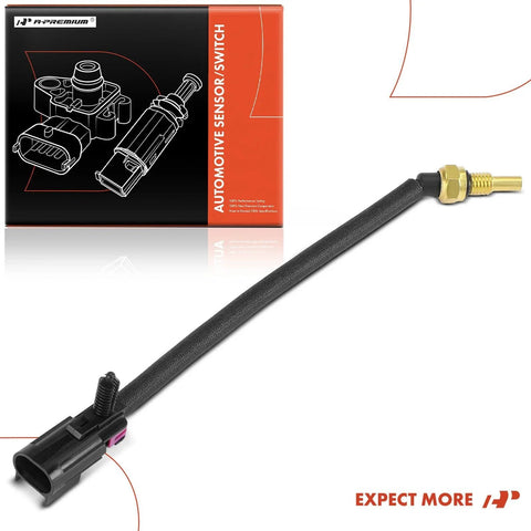 Premium Coolant Temperature Sensor Replacement For Buick Rainier Chevrolet Colorado Trailblazer GMC Canyon Envoy Hummer H3 Isuzu Ascender Saab 9 7x Plug And Play OE Style Fit Long Lasting Performance, shown with packaging