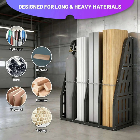 Heavy Duty 1500 Lb Capacity 4 Bay Vertical Bar Rack For Garage And Warehouse Storage Holds Lumber Pipes Conduit And Long Parts With Sturdy Welded Metal Frame Great For Shelves Walls And Tough Projects