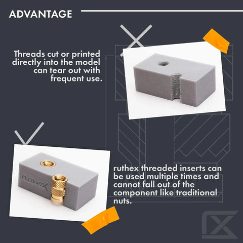 M3 Brass Threaded Inserts For 3D Printing Parts Dope Heat Set Knurled Nuts For Plastic 100 Pack RX M3x5.7 Ultra Secure Fit