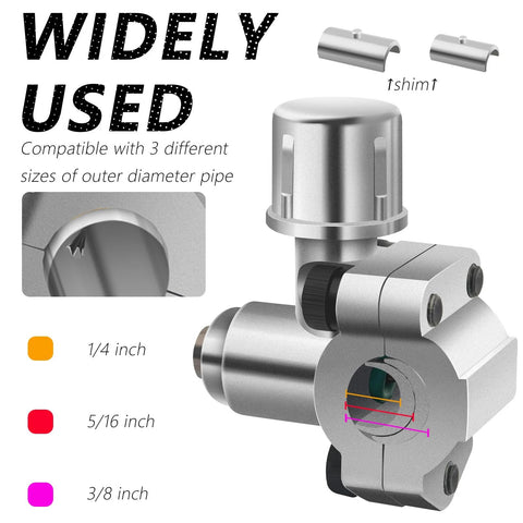 Two-piece piercing valve kit for refrigerators; anti-rust metal, fits 1/4, 5/16, 3/8 inch OD pipes.