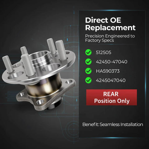 Ride Ready Rear Wheel Hub And Bearing Assembly 512505 for Toyota Prius 2010 to 2015 and Plug In 2012 to 2015 with ABS Sensor