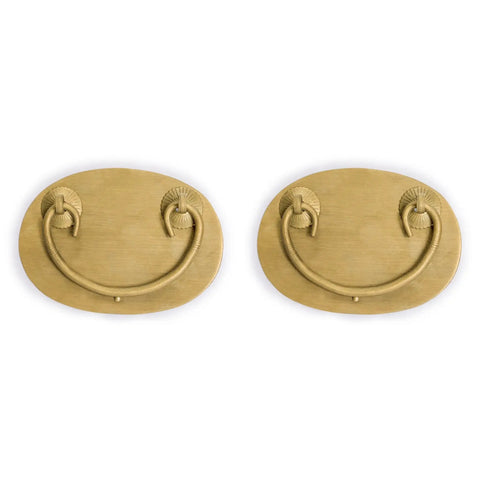 Oval Brass Drawer Pulls Set Of 2 4 Inch Cabinet Handles With 60mm Center To Center Bore And Included Soft Joining Pins