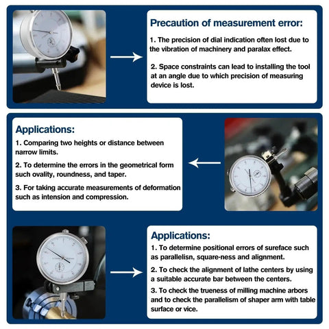 Pro Grade 0-1 Inch Dial Indicator With Magnetic Base And Adjustable Long Arm, Ultra Precise Dial Gauge 0.001 Inch Readout, uses and applications.