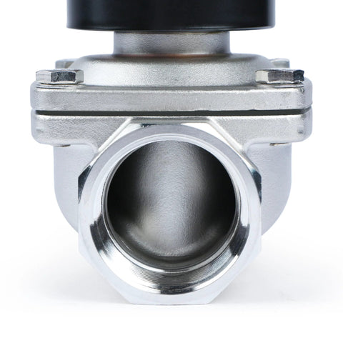 Solenoid valve, 1-1/2 in, stainless steel, Viton seal, normally closed, 12V DC, threaded inlet