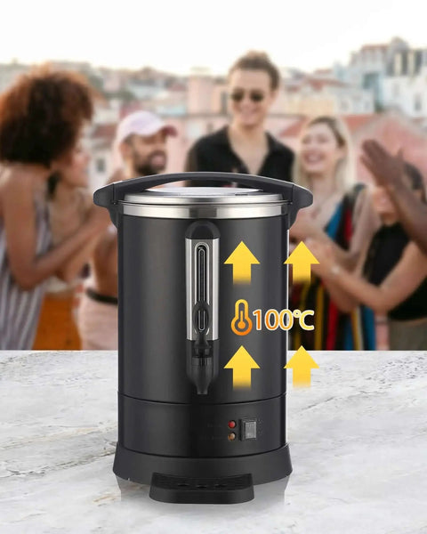 Front view of Workhorse 120 Cup Commercial Coffee Maker With 18 L Stainless Steel Urn Double Layer Hot Beverage Dispenser