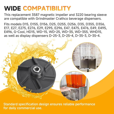 Downtime Fighting Standard Magnetic Impeller And Bearing Sleeve Maintenance Kit For Beverage Dispensers 3587 Impeller 3220