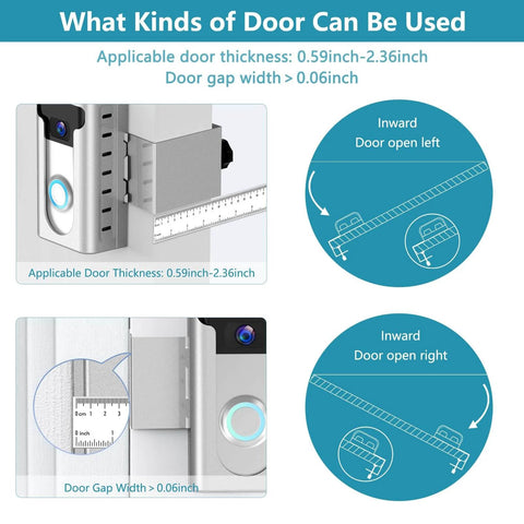 Diagram showing 2024 Updated Anti Theft Video Doorbell Mount With No Drill Adjustable Wedge Bracket For Home And Office Silver.