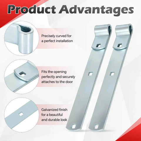 Two Pack 12 Inch Zinc Strap Gate Hinges Heavy Duty Zinc Plated with L Screw M16 x 101mm for Barns and Sheds