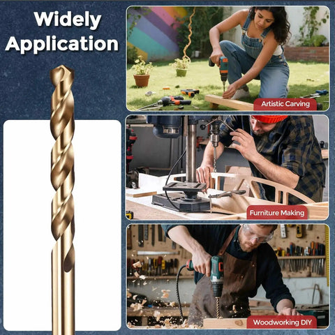 Two Pack 17 64th Inch Drill Bits Set For Metal Wood And Plastic M2 High Speed Steel With 135 Degree Split Point Gold Finish