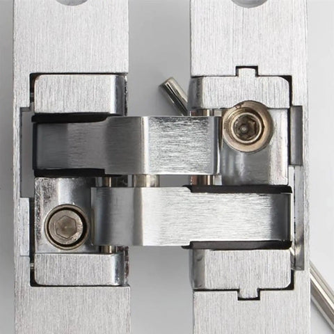 Close-up view of Concealed 180 Degree Door Hinge Set for Furniture, Zinc Alloy Cross Hinge, Invisible Door Hinge, 2 Pieces, Right X30x110.