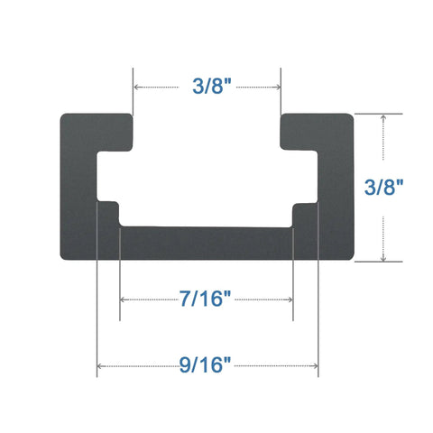 Cross-sectional view of Beefy 48 Inch Aluminum T Track For Woodworking With Double Cut Profile Universal Design Predrilled Mounting Holes.