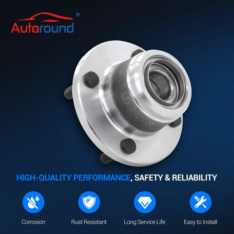 Rear Wheel Bearing And Hub Assembly Set Of 2 For Ford Focus 2000 2009 Rear Disc Brake Models Only, 4 Lug, No ABS, side view