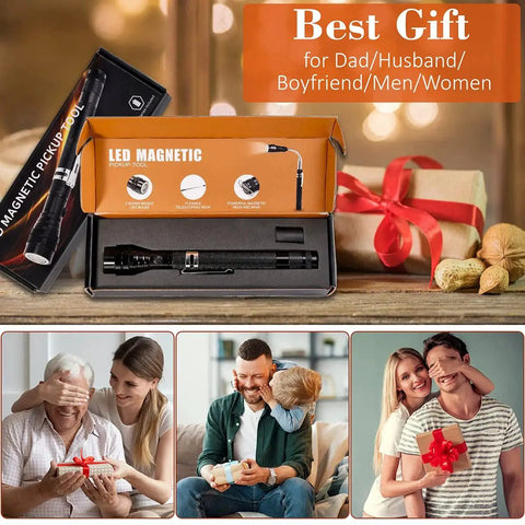 Magnetic Flashlight Gift For Men And Dads Extendable Telescoping Magnet Tool with LED light in gift packaging