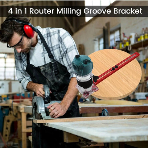 All In One Router Milling Groove Bracket And Circle Cutting Jig For Woodworking Pro Grade Aluminum Alloy