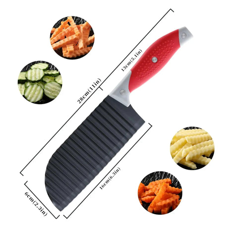 Crinkle Cut Knife For Veggies And Fries With Stainless Steel Wave Blade And Soft Rubber Handle Dishwasher Safe Crinkle Cutter