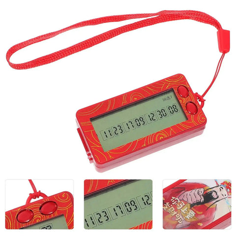 Red Transparent Mini Lucky Number Picker For Parties with clear display showing random numbers and a wrist strap for easy use