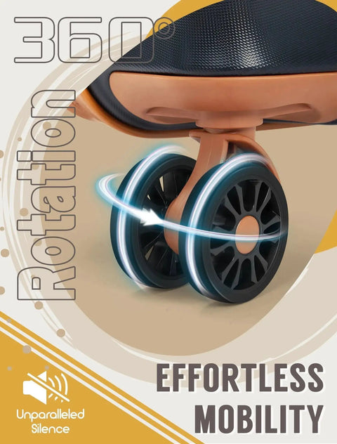 360-degree wheels on Five Piece Luggage Set With Wheels For Travel Including 20 Inch Carry On, ABS hardshell for effortless mobility