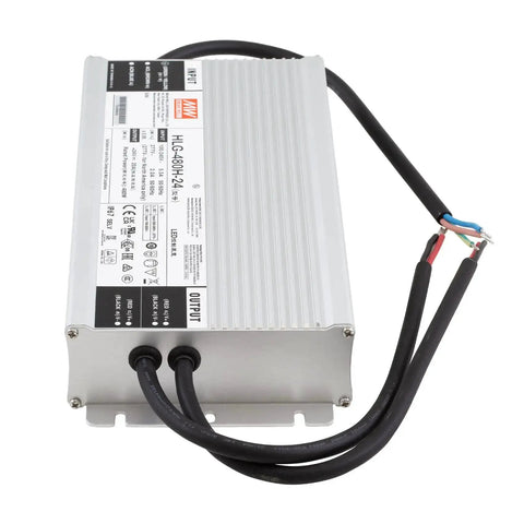 HLG-480H-24 480W 24V DC LED Driver And Power Supply With Dual CV And CC Output, IP65 And IP67 Waterproof, fanless design