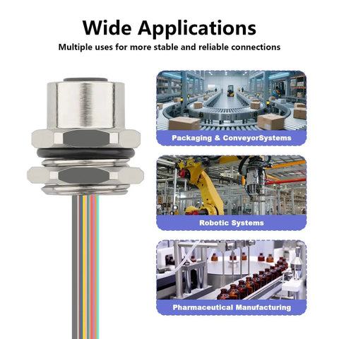 M12 12 Pin A Code Female Connector Cable 0.7 Foot IP67 Waterproof Aviation Sensor Socket 16mm Panel Mount for industrial use