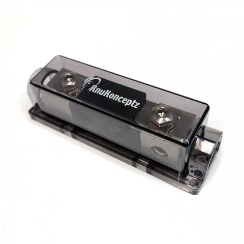 0 Gauge In Line ANL Fuse Holder With 200 Amp Fuse For Car Audio Power Wiring, Easy Set Screws, Accepts 0 Or 2 Gauge Wire