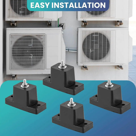 Four Pack Rubber Vibration Isolator Mounting Brackets For Outdoor Air Conditioner Condensers And Mini Split Units, Heavy Duty Support