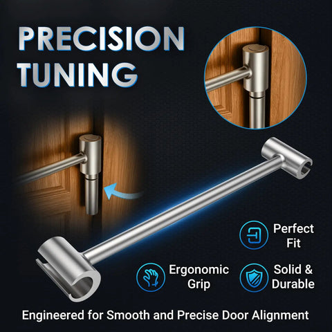 Beefed-Up Heavy Duty Door Hinge Adjustment Tool for Standard Bolts 0.315-0.75in, double ended steel wrench for door alignment.