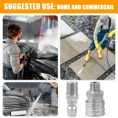 Durable One Quarter Inch Pressure Washer Quick Connect Fittings Kit Stainless Steel Couplers For Home And Commercial Use