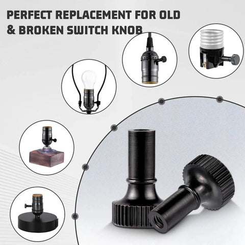 Antique Brass Lamp Switch Knob Replacement Universal Fit For Standard Lamps close-up with multiple installation views